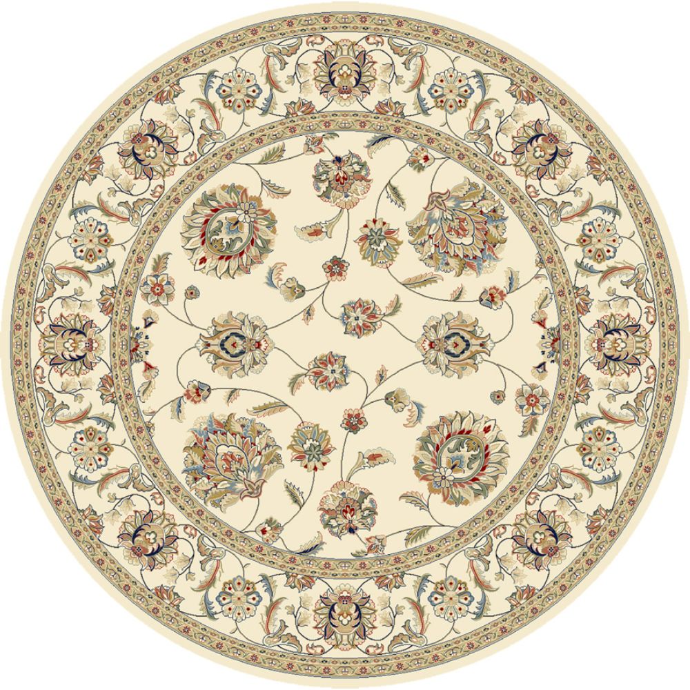 Dynamic Rugs 57365-6464 Ancient Garden 5.3 Ft. X 5.3 Ft. Round Rug in Ivory